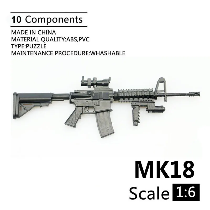 1 6 Mk18 Carbine Assault Rifle Gun Plastic Assembled Firearm Puzzle Model For 1 6 Soldiers Military Weapons Building Blocks