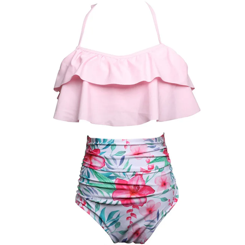

Bikini Set Mom and Daughter Summer Ruffled Leaf Print Family Matching Swimwear Family Look Swimsuit Mother Daughter