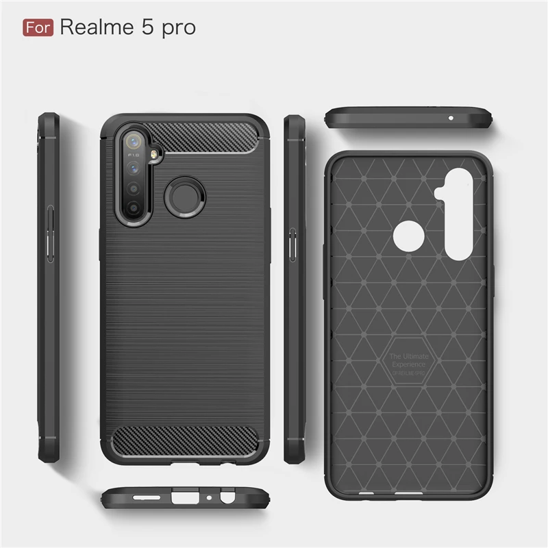 Чехол для Oppo Realme C3 чехол противоударный ТПУ резиновый бампер из углеродного