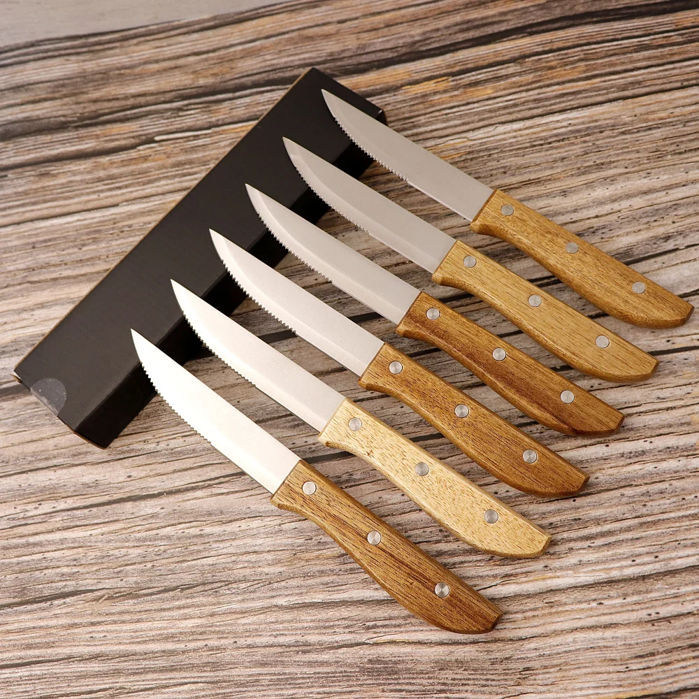 Vintage Japanese Steak Knife Set of 8 Mismatched Wooden Handles Cutlery  Carving Knives BBQ Cookout Parrilla Kitchen Cutlery Panchosporch -   Finland