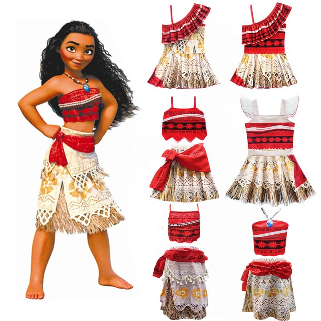 Traje Moana para meninas, roupa para criança, roupas extravagantes,  presentes de aniversário para crianças, Vaiana, aventura, verão - AliExpress