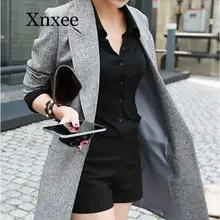 2020 Hot Selling Spring Women Casual Long Thin Blazers Coats Notched Collar Full Sleeve Single Button Fashion Cardigans gray 2020 Hot Selling Spring Women Casual Long Thin Blazers Coats Notched Collar Full Sleeve Single Button Fashion Cardigans gray