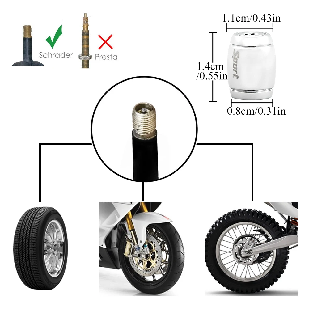 DSYCAR 1Set Fashion Zinc Alloy Anti-theft Sport Car Tire Valve Caps Wheel Tires Tire Stem Air Cap Airtight Cover for Car Styling