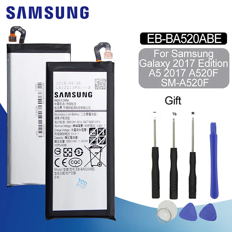 Оригинальная запасная батарея для телефона SAMSUNG Galaxy A5 2017 Edition A520F EB BA520ABE 3000 мАч +