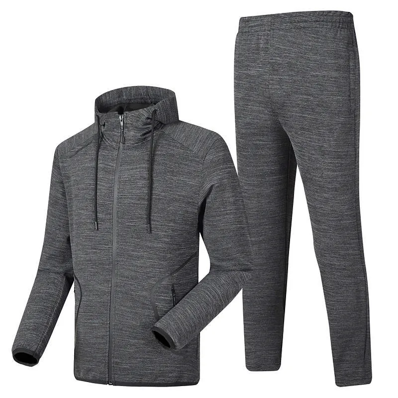 Мужские спортивные комплекты осенние мужские s Slim Fit спортивный костюм из двух предметов Толстовка+ спортивные штаны мужской модный спортивный костюм Размер 4XL - Цвет: Темно-серый