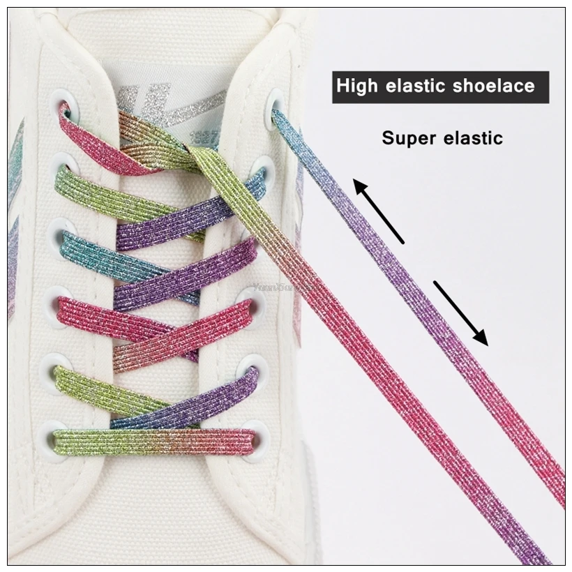 New Rainbow Magnetic Lock Shoelaces Elastic No tie Shoe laces Sneakers Shoelace Kids Adult Lazy Laces One Size Fits All Shoes