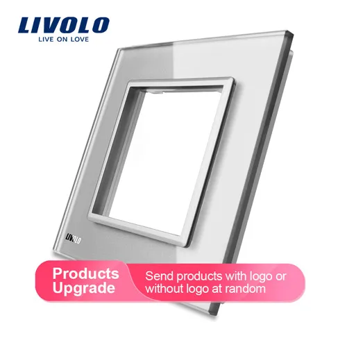 Livolo Роскошный белый жемчуг Кристалл Стекло, 80 мм* 80 мм, стандарт ЕС, один стекло панель для настенного выключателя гнездо, VL-C7-SR-11 - Цвет: Grey