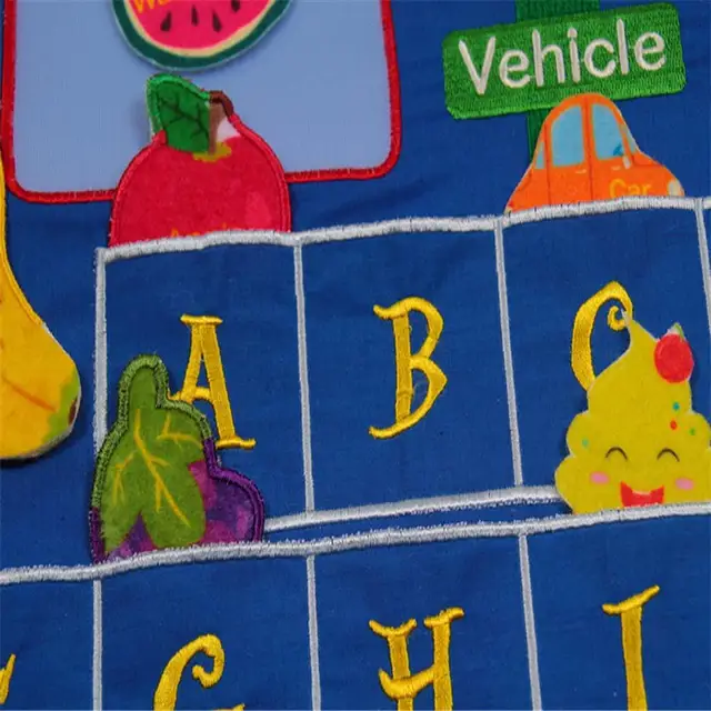 Kindergarten Educational Toy Cloth Learning English Alphabet Weather Date Season Calendar Teaching Tool Pocket Hanging Bag 4