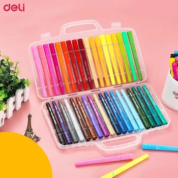 

Deli 12/24/36 Colors Watercolor Pen Set Washable Children Drawing Painting Graffiti Stationery Water Color Pen Student Supplies