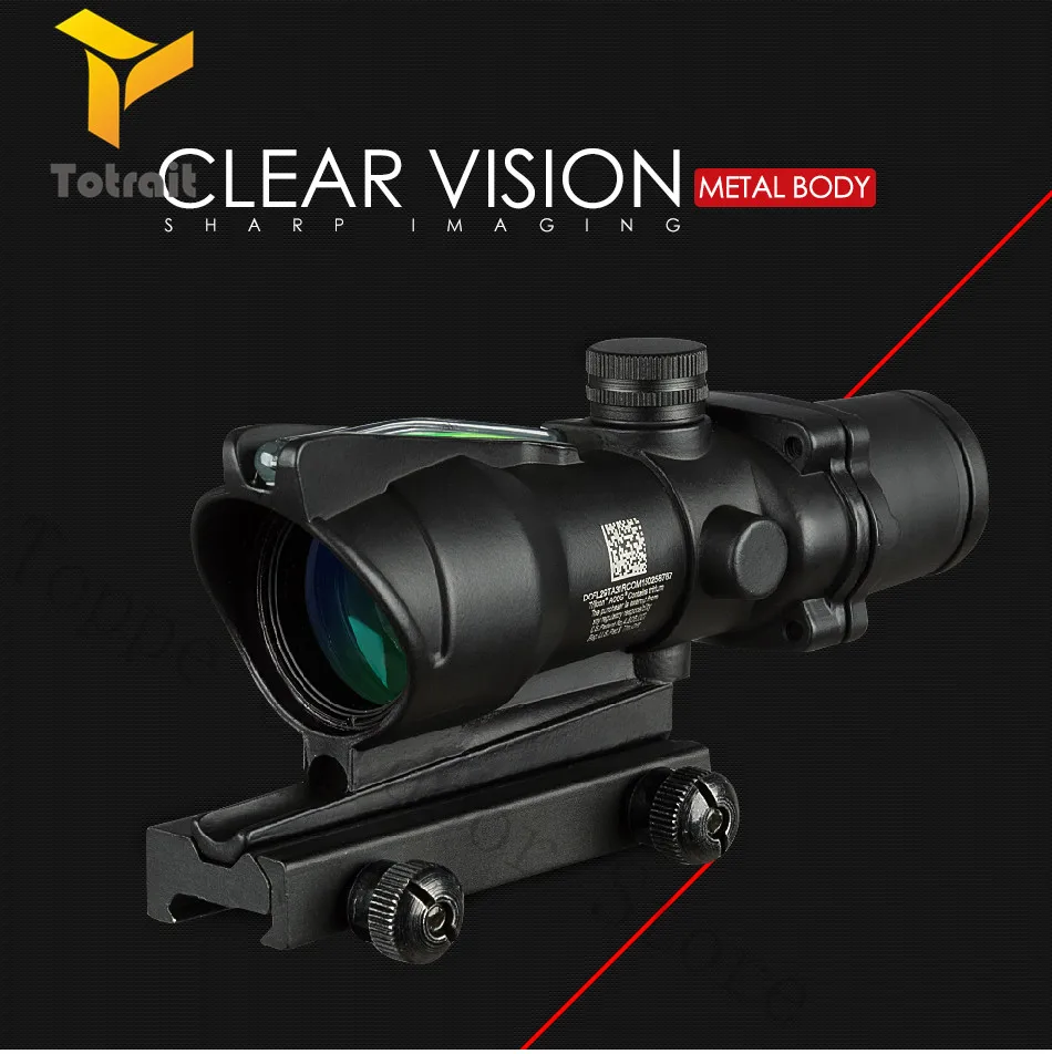 

TOtrait Holographic ACOG 4X32 Real Fiber Conch Red Dot Scope Reflex Tactical Optical Sight For Hunting Rifle Sniper Magnifier