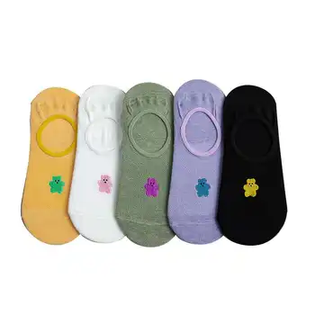 

Spring and summer new mesh color bear embroidery female invisible candy color cute female socks