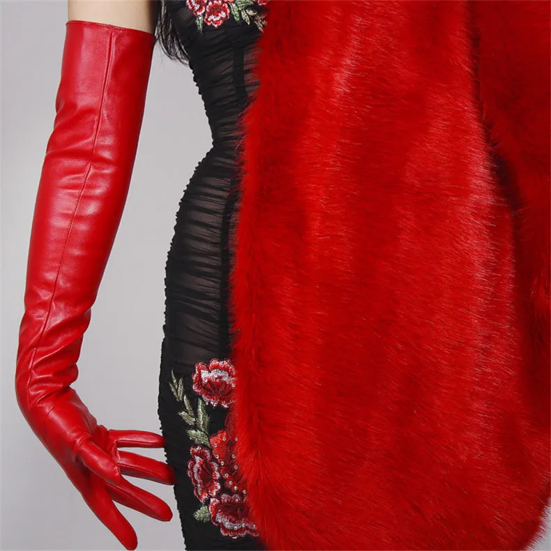 Ultra Short Leather Gloves 13cm Emulation Leather Imitation Sheepskin PU Unlined Female Christmas Red Women Gloves WPU126