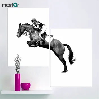 

2pcs Black and White Canvas Painting Wall Art Print Equestrian Modern Home Decorative Paintings Wall Pictures For Living Room