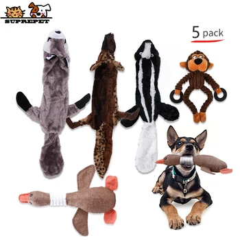 

SUPREPET 5Pcs Pet Toys Dog Toy Squeak Dog Interactive Toys Cute Plush Toys Wolf Raccoon Dog Chew Toys Pet Product jouet chien