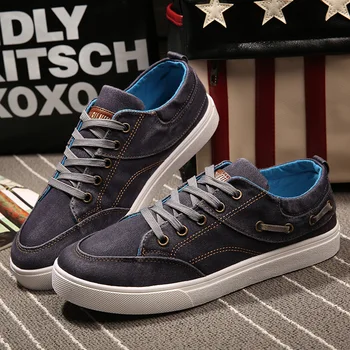 

2020 Spring Fashion Sneakers Men Casual Shoes Soft Comfortable Canvas Shoes Young Men Street Shoes Flat Grey Black Blue A1902