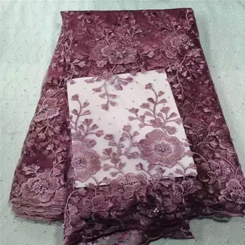 

Onion Latest Nigerian Tulle Lace 2020 stones French Net Beaded Lace Fabric For Nigerian Wedding Embroidery African Lace Fabric