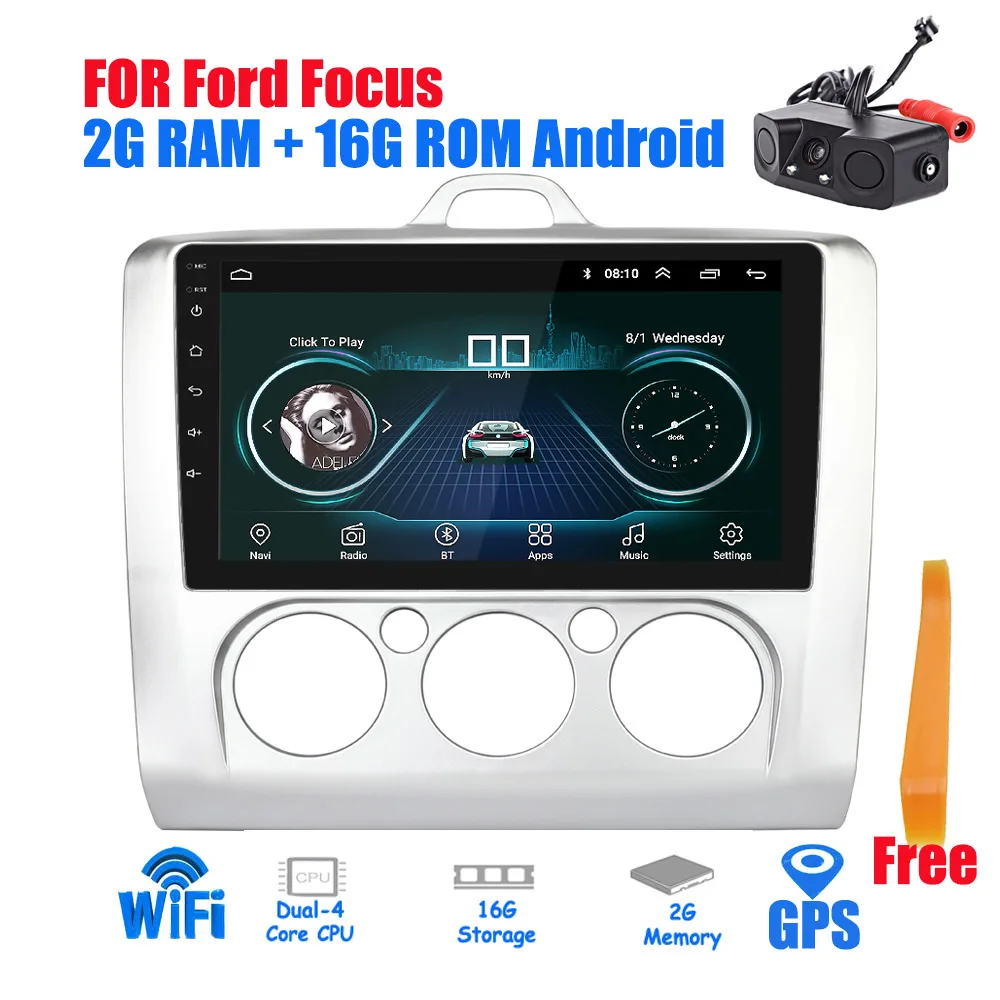 9 дюймов 2din Android 8,1 автомобильное радио для 2005-2011 Ford Focus автомобильное радио с GPS навигация Bluetooth стерео Мультимедийный плеер авторадио - Цвет: radio with camera