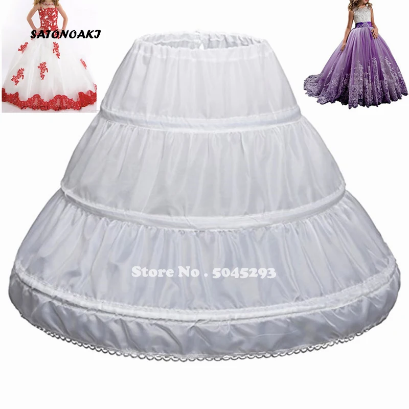 SATONOAKI белое Детское пальто трапециевидной формы 3 Обручи один Слои детская кринолин свадебные кружевная тесьма из цветов платье для