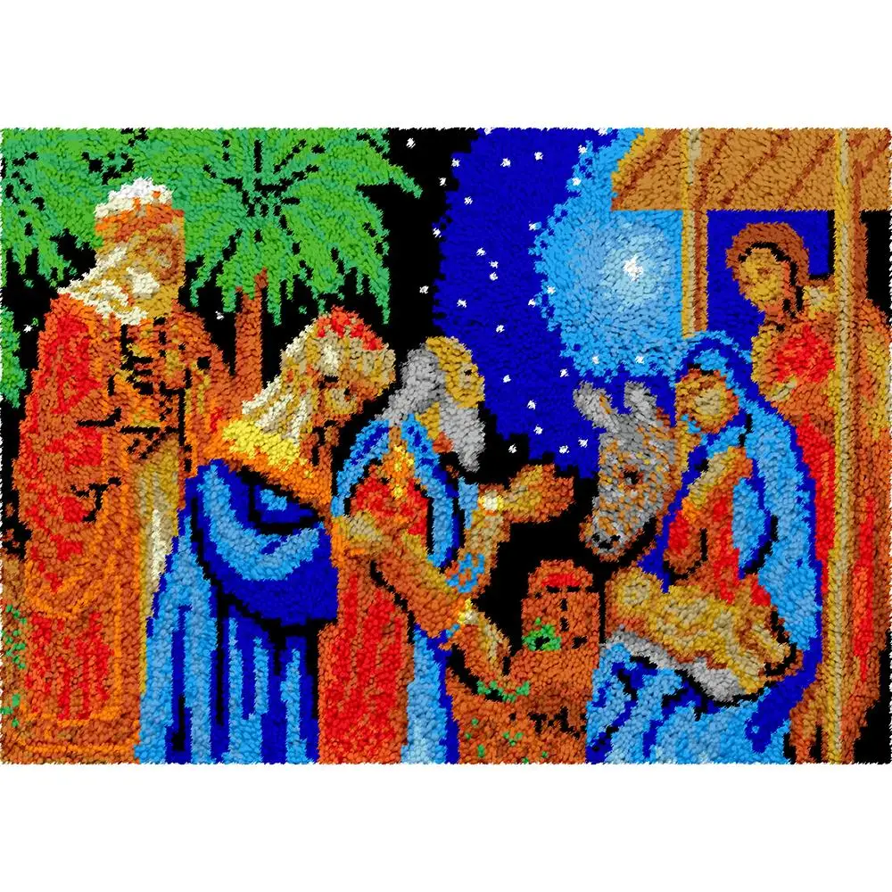 

DIY carpet latch hook rug kits for adults with Pre-Printed Pattern Rug making kits Religion Carpet kit with hook needlework