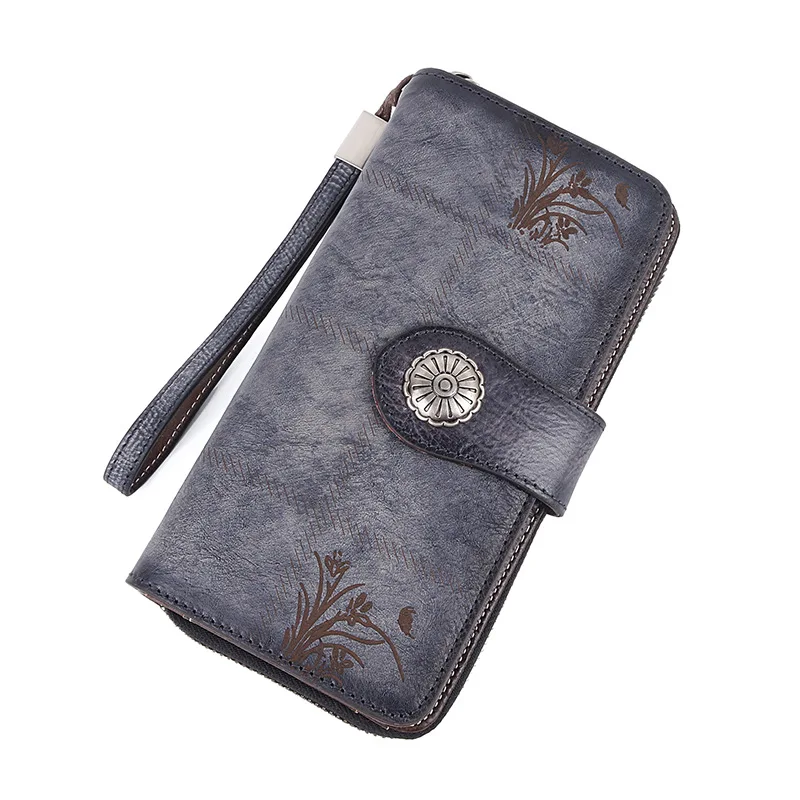 Модный ретро женский кошелек, сумка на молнии, кошелек для рук - Цвет: Retro gray