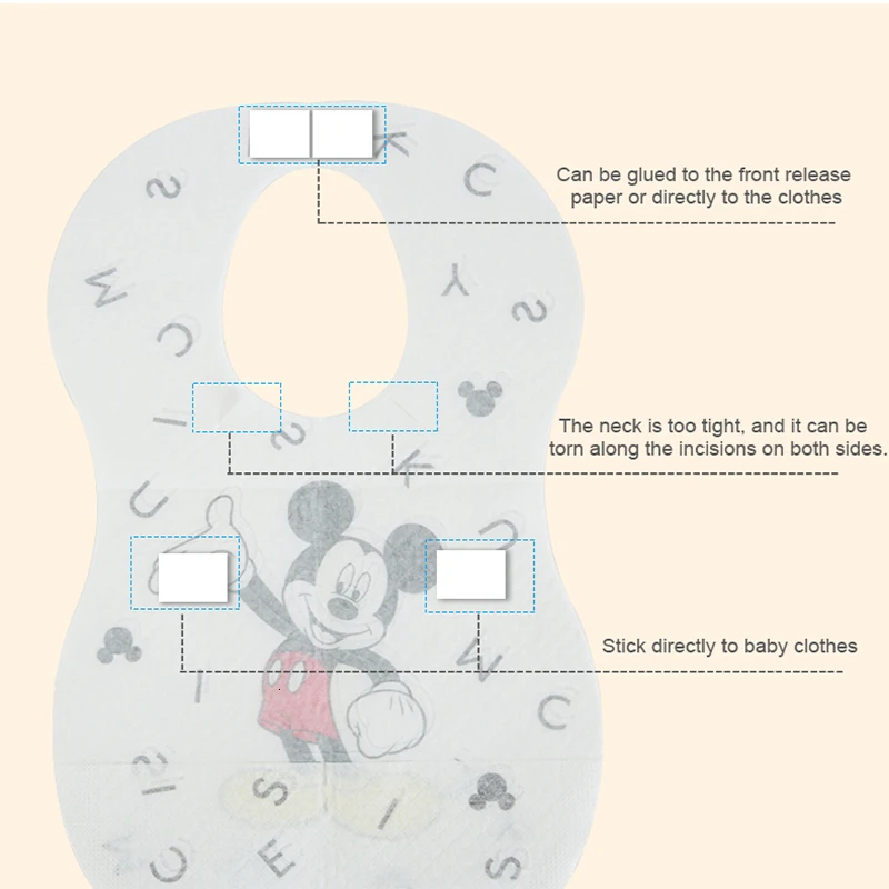 Disney одноразовые детские нагрудники с Микки-Маусом для воды-доказательство мягкая детская есть нагрудники для детей из хлопка с рисунком из мультфильма "Минни" для нагрудник детский аксессуар 20 шт./кор