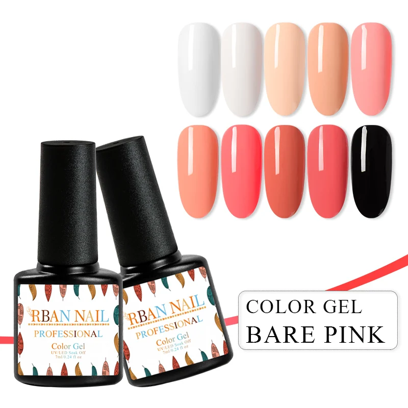 RBAN NAIL Art Salon телесный Розовый Цвет гель 7 мл Лак для ногтей длительный УФ Гель-лак для ногтей маникюрный лак вылеченный светодиодной лампой