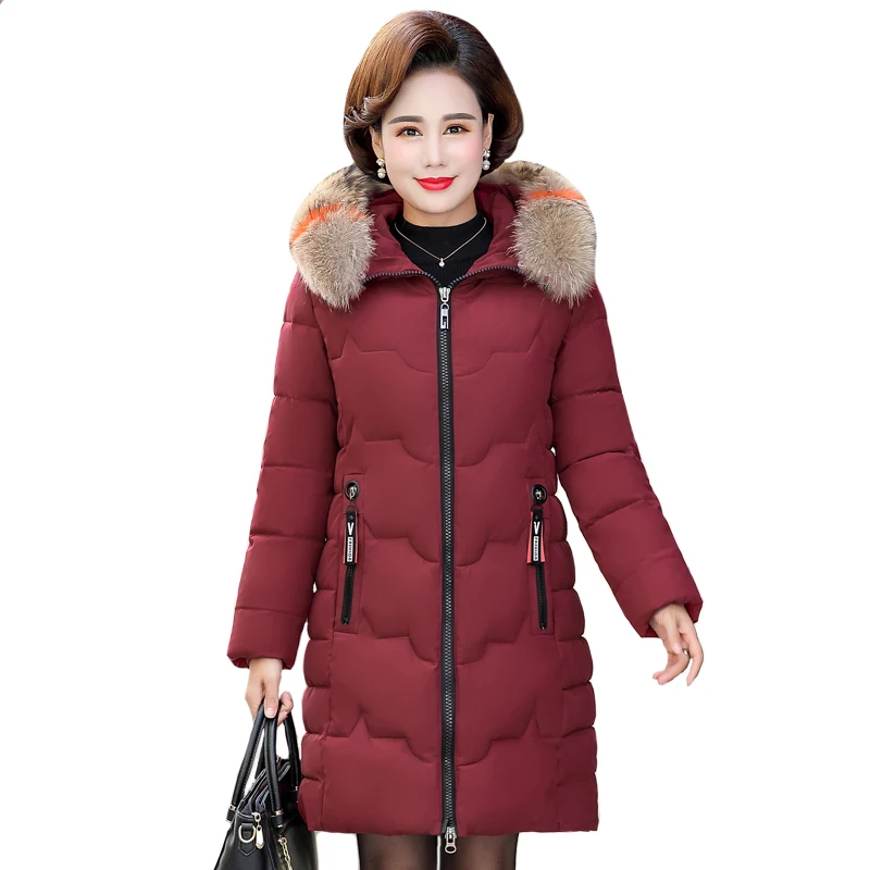 #*Cheap 2019 Winter Jacket Women Long Coat Plus Size Fashion Warm Thicken Hooded Fur Collar Cotton Padded Jackets Winter Womens Parka