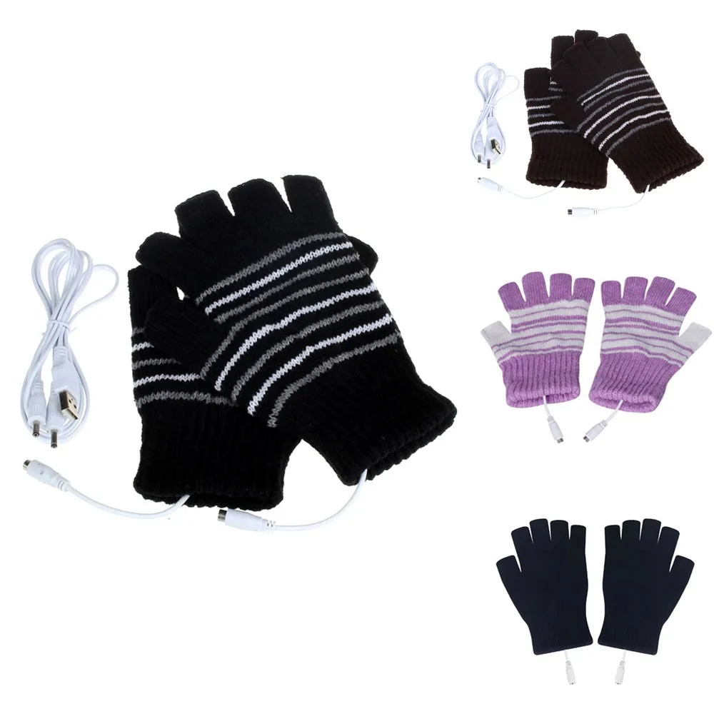 

1Pair Durable Heated Gloves 4 Color Breathable Knitting Outdoor Skiing Gloves Winter Keep Warm Cycling Gloves