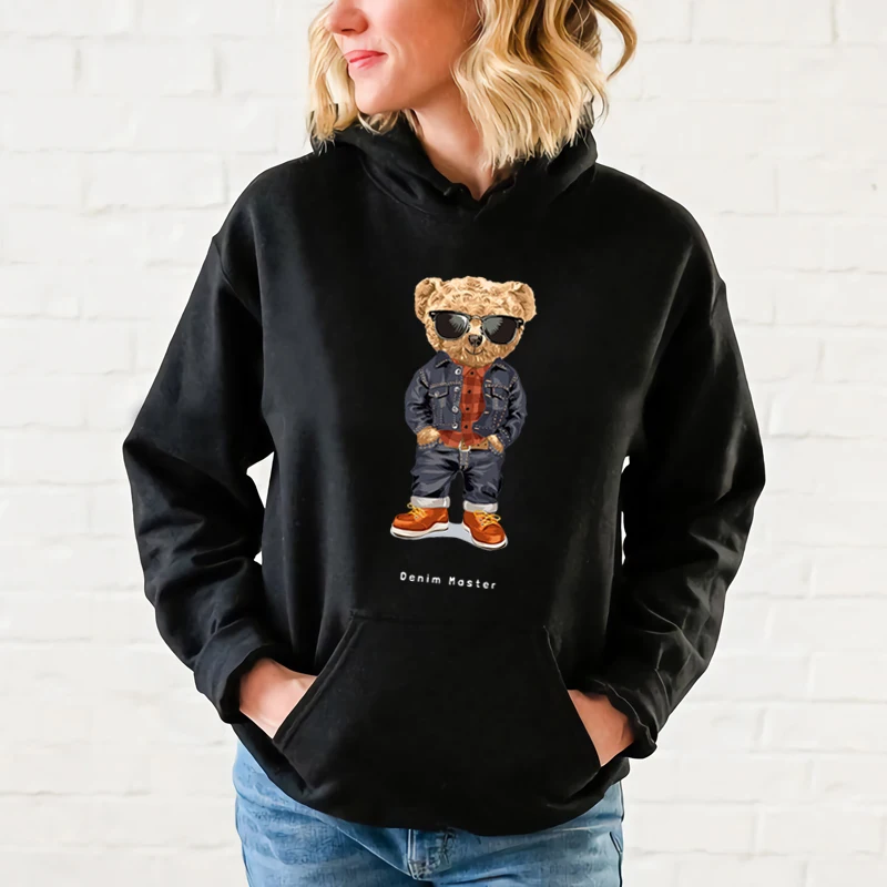 Fashion Creative Gentleman Teddy Bear Sweatshirt Autumn/Winter Thickening Plus-size Men and Women Hoodies Lovers Hoodie S-4XL trendy hoodies for women