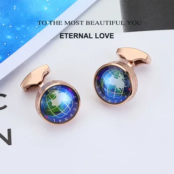 

Newest Luxury Jewelry Mens Cufflinks Rotatable Globe Earth Design Fashion Stainless Steel World Map Pattern Bussiness Cuff Links