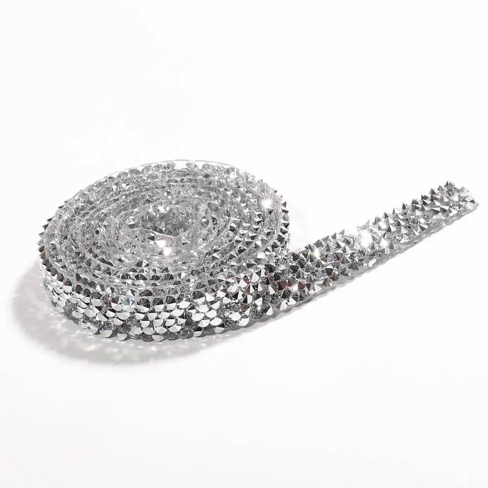 Silver 1cm 1 ярд швейная отделка орнамент из кристаллов Стразы горячей фиксации горный хрусталь лента аппликатор лента со стразами самодельная цепочка железо на аппликации - Цвет: Silver 1cm