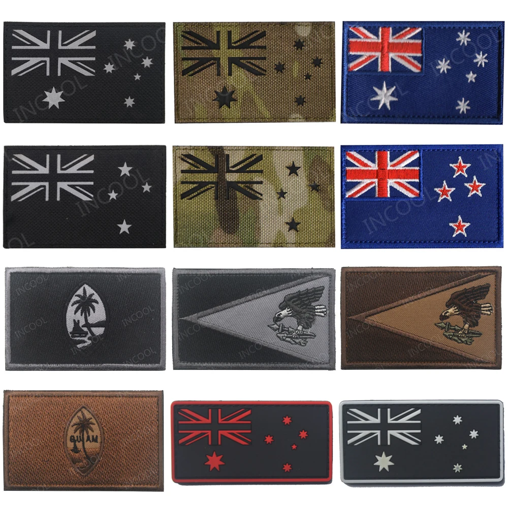 Океания Австралия Новая Зеландия Самоа Флаг Гуама ИК светоотражающие резиновые вышитые нашивки военный боевой дух нашивки вышитые значки
