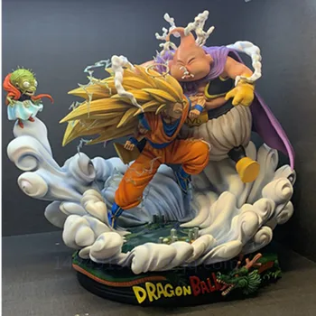 

Anime Dragon Ball Son Goku Super Saiyan VS Three Fat Majin Buu Duel Battle Version Resin Action Model Collectible Toy Statue R95