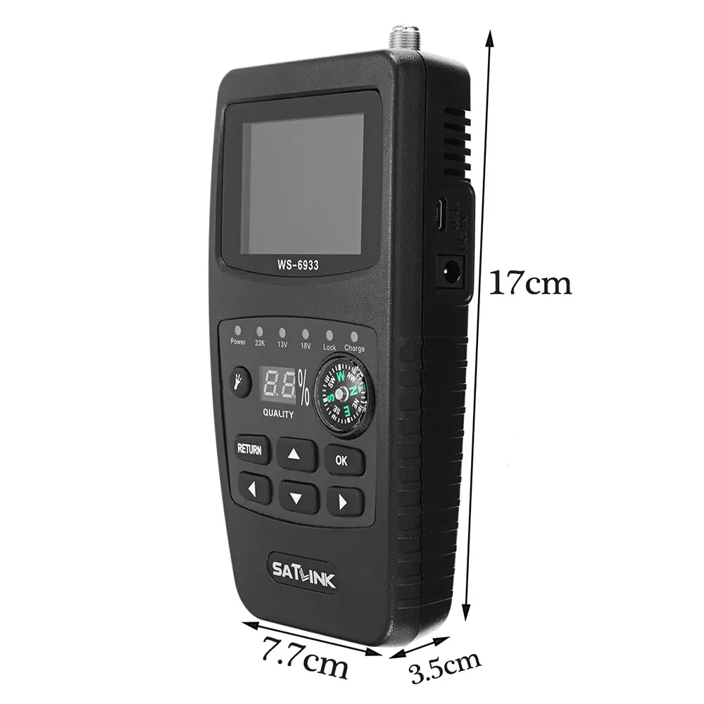 Satlink WS-6933 DVB-S2 FTA Digital Satellite Signal Finder Meter Signal Detector Compact US Plug Digital Satellite Signal