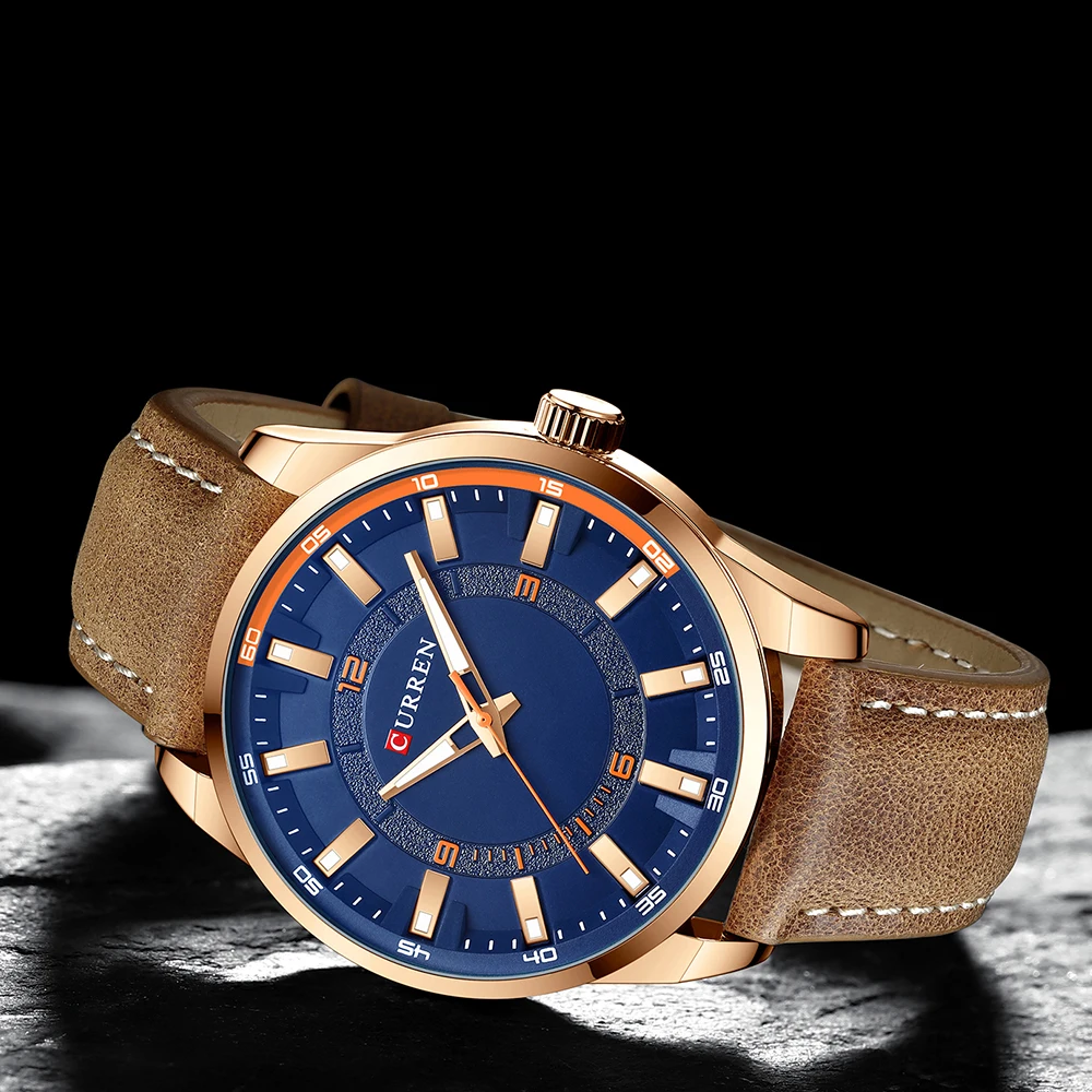 Herren Schwarz Casual Leder Quarz Einfache Kreative Uhr Geeignet für_voghion.com