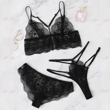 3Pcs Lingerie Women Sexy Black Lace Women'S Underwear Set Sexy Push Up High Wasit Lenceria Bra Set Sexy Bra And Panty Set