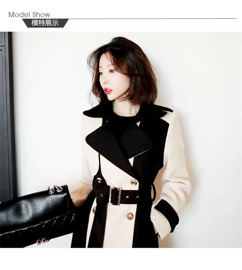 Осенне-зимнее женское длинное шерстяное пальто в корейском британском стиле с поясом, модный тонкий теплый Тренч, верхняя одежда, пальто