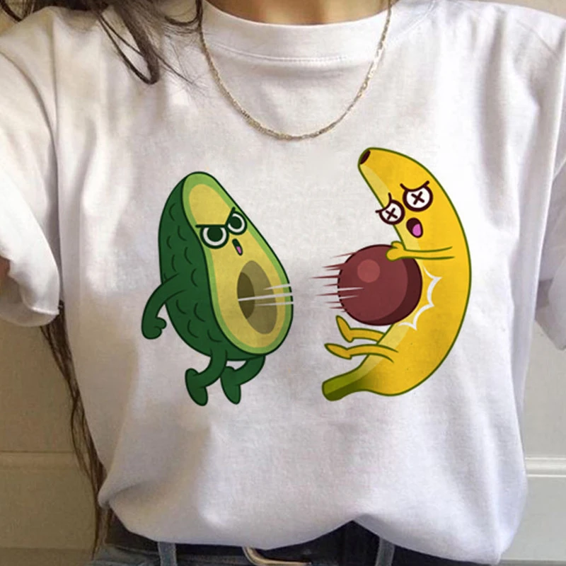 Новинка Kawaii Футболка женская забавная мультяшная авокадо принт графическая веганская футболка Милая гранж футболка корейский стиль Топы женские