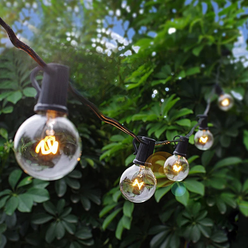 25Ft G40 Bulb Globe String Lights with Clear Bulb Backyard Patio Lights Vintage Bulbs Decorative Outdoor Garland Wedding