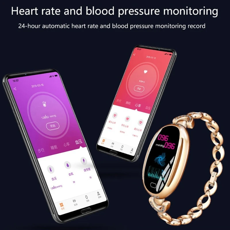 Smart Fitness Watch Blood Pressure Heart Rate Message Reminds Ios Android Waterproof Multiple Sports Mode Gold