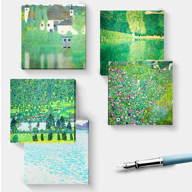 

50 Sheets/Set Gustav Klimt Series Sticky Note Green Forest Oil Painting Memo Pads Creative Stationery Office Supplies