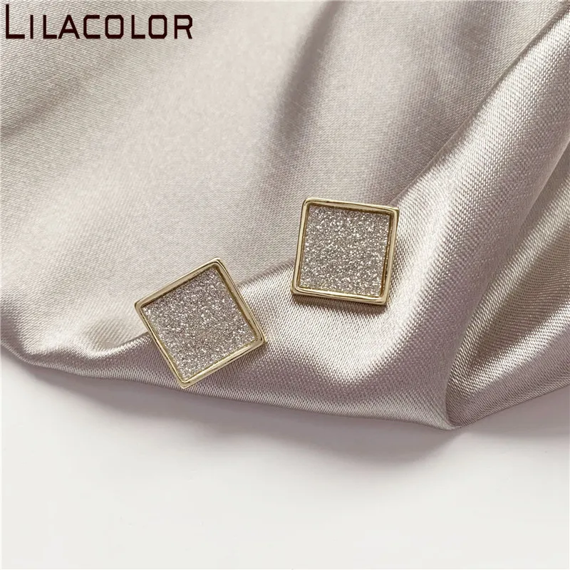 Lilacolorv S925 Серебряная игла Корейский темперамент простая Геометрическая коробка