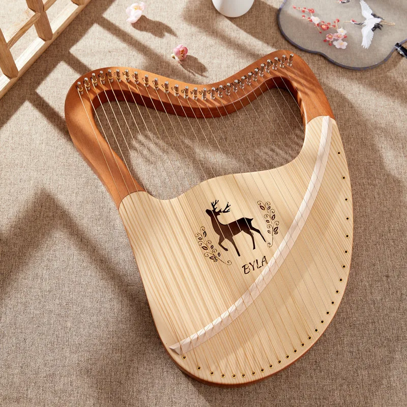 Harp 27 32 Strings Lyre Harp Solid Wood Mahogany Instrument With Case Box Spare Strings