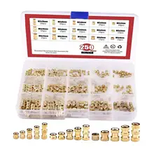 250pcs Copper threaded inserts knurled insert nuts assortment Kit for 3D Printing Projects