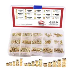 250pcs Copper threaded inserts knurled insert nuts assortment Kit for 3D Printing Projects
