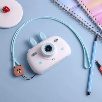 

Mini Kids Digital Camera 1.8MP Front Rear Camera Selfie 2.4inch IPS HD Screen Double Flashlights Lovely Camera Blue