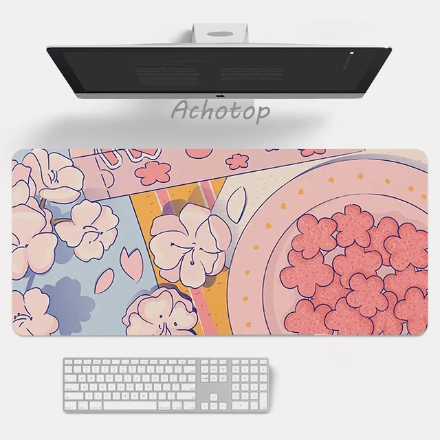 Kawaii Mouse Pad Desk Gaming Accessories Cute Clouds Xxl Mouse Pad Pink  Anime Office Decor Desk Mousepad Large, 31.5x15.7in Extended Keyboard  Mousepad For Desk Girl With Stitched Edges Non-Slip Rubber 