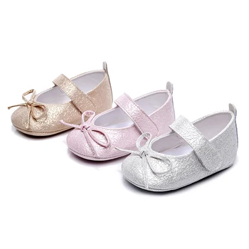 

Baby Girl Shoes Bow Princess Solid Color Soft Bottom Shallow Single First Walkers