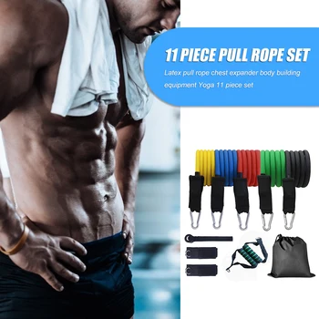 

11pcs/set Resistance Band TPE Elastic Pull Rope Home Gym Weight Loss Fitness Workout Sports Body Building Equipment Tool