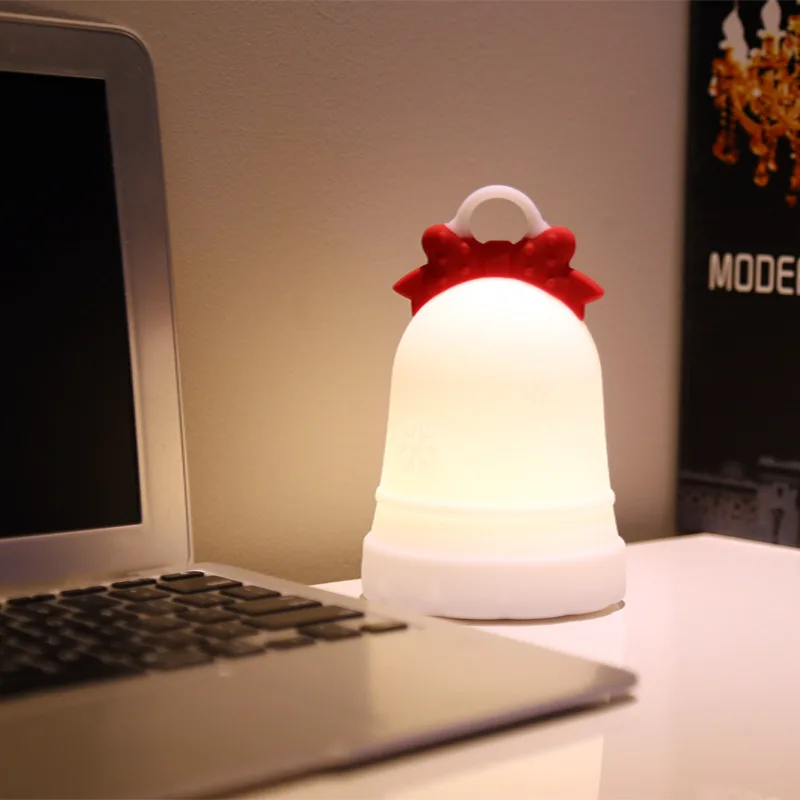 Colorful Santa Christmas Bell Silicone Night Light Creative Charging Night Lamp for Bedroom Home Decor Pat Light Holiday Gift